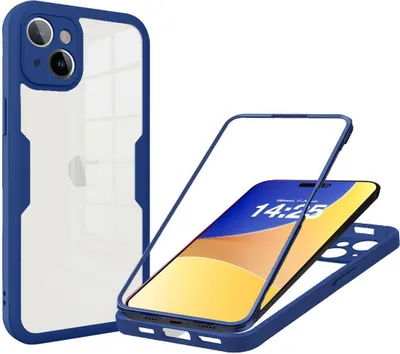 Produktbild von 360 Grad Handyhülle für Apple iPhone 15 Full Cover Rundum Schutz Farbe: Blau