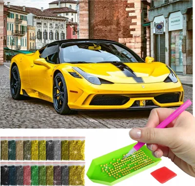 Produktbild von ARTULIO - Diamond Painting Set - Gelber Sportwagen in italienischer Altstadt - 60 x 40 cm - Groß XXL - Bilder DIY