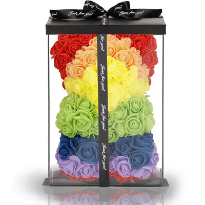 Produktbild von Springos® Teddybär aus Rosen Rosenbär in Geschenkbox, Blumenbär - Neu!