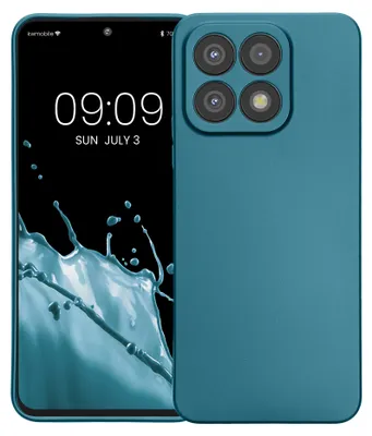 Produktbild von kwmobile Handyhülle für HONOR X8a Hülle - weiche Silikon Case metallisch schimmernd - Schutzhülle Cover - Metallic Karibikblau