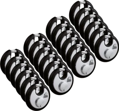 Produktbild von BASI - Rundbügel-Vorhangschloss - SET - 24x RVS 610W - 70 mm - Schwarz - Gleichschließend Nr. 2 - 24x6100-7021-2SCHW
