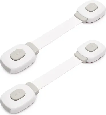 Produktbild von 2 Stück Kindersicherungsschlösser, selbstklebend, verschleißfest, ABS, Säuglingssicherheit, Schubladenriegel, Möbelgurtschlösser für Zuhause-Grau