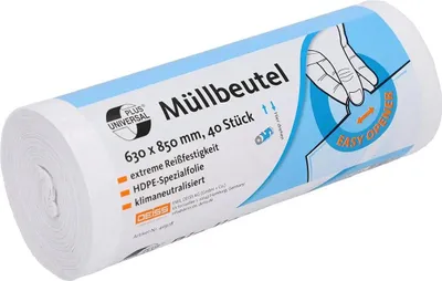 A roll of trash bags on a white background.