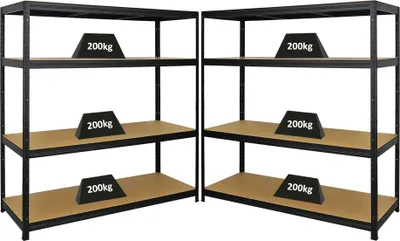 Produktbild von Mega Deal | 2x Schwerlastregal Giant Elephant | HxBxT 160x150x60cm | Fachlast 200kg | Schwarz
