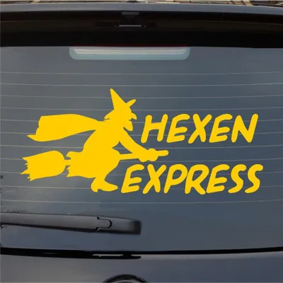 Produktbild von Heckscheibenaufkleber Hexen Express 54x24 cm Gelb Auto Aufkleber Sticker