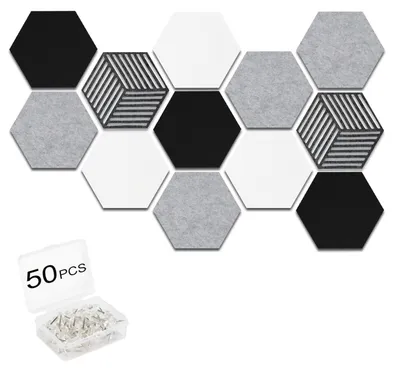 Immagine prodotto di Omgoods - Set di 12 bacheche esagonali in feltro con 50 spille chiare