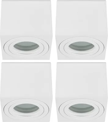 Produktbild von Sweet LED 4x Aufbaustrahler Bad eckig flach Alu weiß Deckenleuchte Aufbauspot