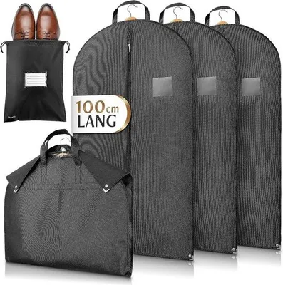 Produktbild von Famanu Kleidersack 3er Set inkl. Schuhsack - 100x60cm - optimierte Materialdicke von 120 gsm - hochwertige Kleiderhülle für Anzug, Jacke und Kleid -