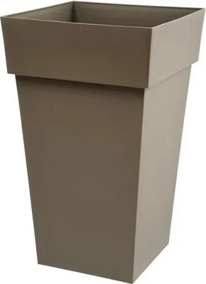 Image de Pot de fleurs haut Carré, 39 cm, 62 L, 39 x 39 x H. 65 cm, EDA Toscane, Taupe