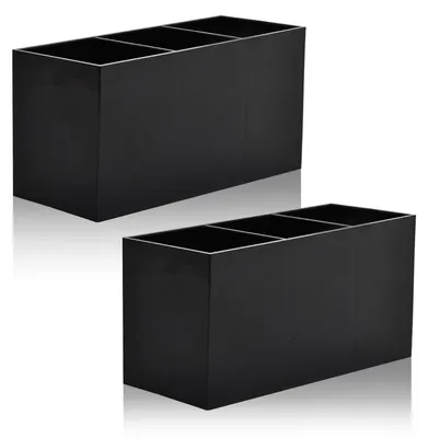 Produktbild von Make-up-Pinselhalter, 2-teiliges Set, Aufbewahrungsbox für Make-up-Pinsel, Halter mit 3 Fächern für Make-up-Pinsel, Eyeliner, Lippenstift und Stifte.