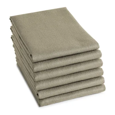 Imagen del producto de Uniqoos®: Juego de 6 paños de cocina con logo tejido, 60 x 65 cm, color taupe, 100% algodón (jacquard), altamente absorbentes, certificado ®