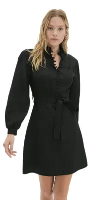 Productafbeelding van TRENDYOL Jurk voor dames, mini model, met omslagdetail, regular pasvorm, zwart, maat 36 EU