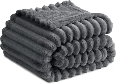 Obrázok produktu pre Fleece deka 150 x 200 cm, flanelová deka, tmavosivá, 100% mikrovlákno, na pohovku