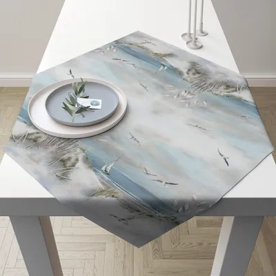 Baumwolltischdecke mit Küsten und Möwen Design