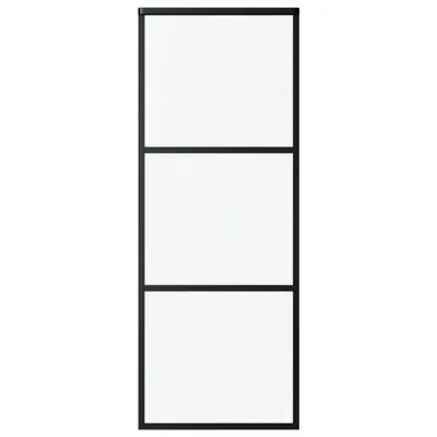 Image de vidaXL Porte coulissante en 3 parties verre ESG et aluminium 76x205 cm noir