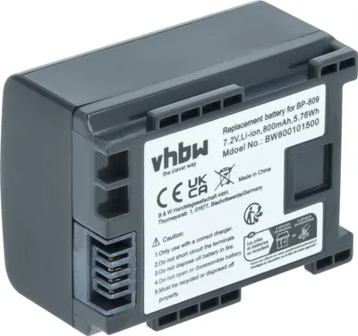 Produktbild von vhbw Akku kompatibel mit Canon Legria FS36, FS22, FS305, FS200, FS306, FS307, FS21, FS20 Videokamera Camcorder (800 mAh, 7,2 V, Li-Ion) + Infochip