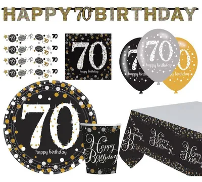 Produktbild von Zahl 70 Sparkling Celebrations Gold Partyset 41-teilig