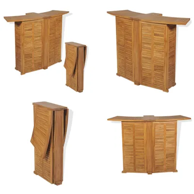 Image de vidaXL Table de bar pliante 155x53x105 cm Teck Massif - Table haute - Tables hautes - Table de jardin
