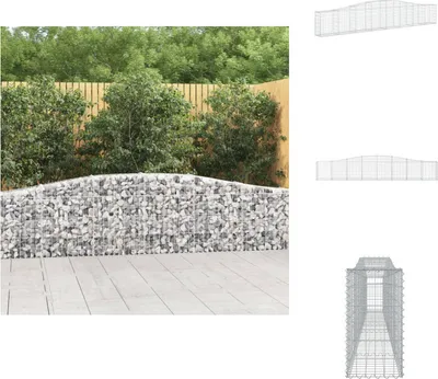 Produktbild von vidaXL Gabione mit Hochbogen 400x30x60/80 cm Verzinktes Eisen -  Blumentöpfe & Pflanzgefäße