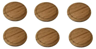 Produktbild von 6 Stück Neustanlo Frühstücksbrettchen Ø 30 cm Fleischteller Vesperbrettchen Brettchen Bambus Holz Brett