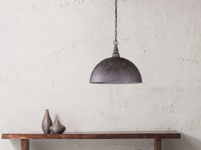 Produktbild von Stylishe Pendelleuchte im Industrial Style - Lampenschirm Metall Rostoptik antik
