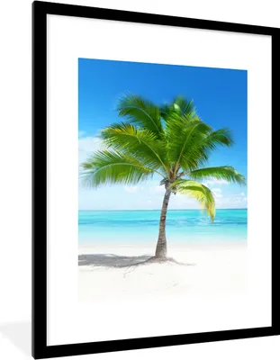 Produktbild von MuchoWow® Gerahmtes Poster Palme - Strand - Meer - Sommer 60x80 cm - Poster mit Schwarzem Bilderrahmen Wandposter Rahmen Foto Bilder - Wohnzimmer - Dekorationen - Prämie