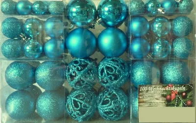 Produktbild von 100  Weihnachtskugeln Türkis Ø 3 cm bis 6 cm Weihnachten