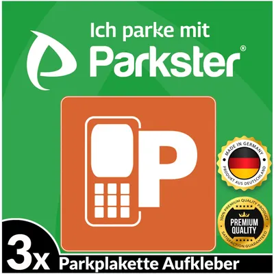 Zdjęcie produktu dla 3x PARKSTER naklejka parkingowa za szybą naklejka biletowa Parkster winieta parkingowa APP naklejka (6 x 6 cm, ochrona UV, usuwalna)