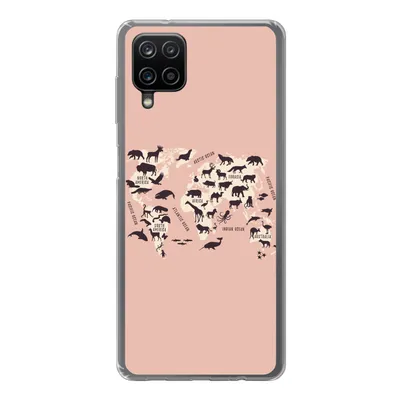 Produktbild von MuchoWow® Handyhülle Schutzhülle Hülle für Samsung Galaxy A12 Weltkarte - Tiere - Scherenschnitt Silikon Softcase Handy Hülle - Bild