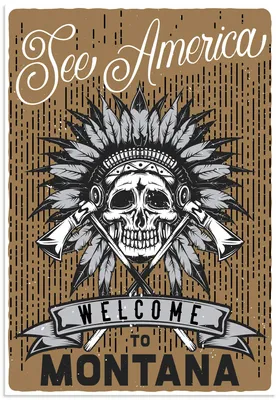 Produktbild von ARTland Wandbild Alu für Innen & Outdoor Totenkopf Indianer Montana Größe: 90x130 cm