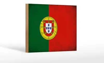 Produktbild von Holzschild Flagge Portugal 18x12 cm Flag Portugal Vintage Dekoration