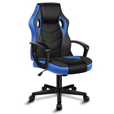 Produktbild von ALFORDSON Racing Schreibtischstuhl, Ergonomischer höhenverstellbarer & gepolsterter 150 kg belastbarer Bürostuhl, Drehbarer PC-Gaming-Stuhl, Blau