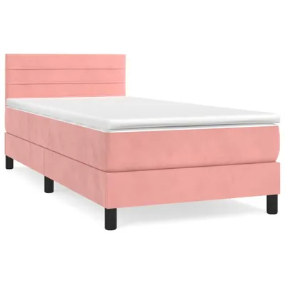 Image de Sommier à lattes de lit et matelas Rose 80x200 cm Velours