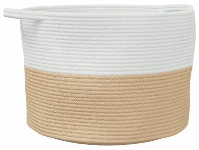 Immagine prodotto di vidaXL Cesto per il bucato Beige e bianco Ø55x36 cm Cotone