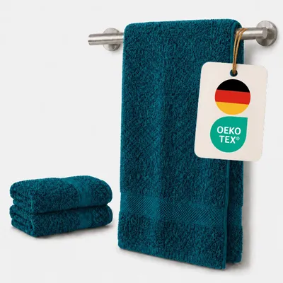 Produktbild von Komfortec 2er Handtücher 50x100 cm Set aus 100% Baumwolle, 470g/m², Frottee, Weich,Petrol