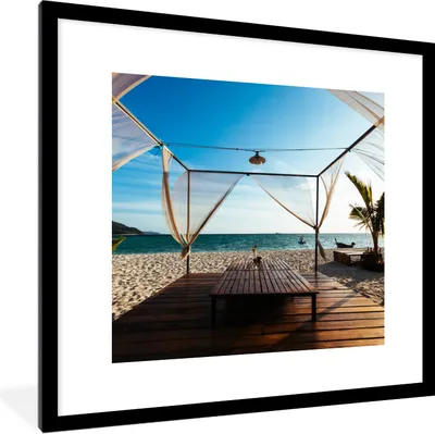 Produktbild von MuchoWow® Gerahmtes Poster Strand - Himmel - Meer 40x40 cm - Poster mit Schwarzem Bilderrahmen Wandposter Rahmen Foto Bilder - Poster - Plakat im Rahmen