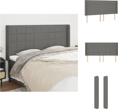 Produktbild von vidaXL Kopfteil mit Ohren Dunkelgrau 203x16x118/128 cm Stoff -  Kopf- & Fußenden