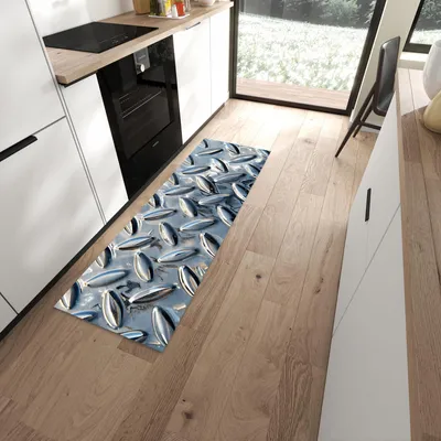 Produktbild von Küchenteppich 60x180cm rutschfest & abwischbar PVC Läufer - Riffelblechmuster