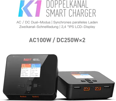 Produktbild von Lipo-Akku-Ladegerät - Batterieladegerät - RC-Akku-Ladegerät - Balancer - Akku-Ladestation - AC 100W und DC 250W (x2)