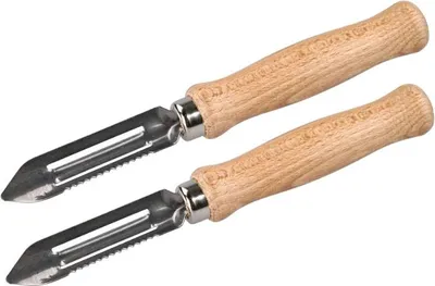 Image de Lot de 2 éplucheurs à asperges manche en bois 15 cm Fackelmann