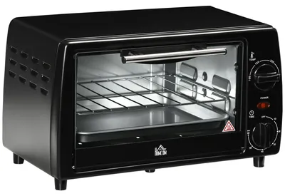 Productafbeelding van Mini-oven, 10 liter, 750W, tot 230°C, timer tot 60 minuten, bakplaat en rooster, afmetingen 36,5x26x22cm (zwart)