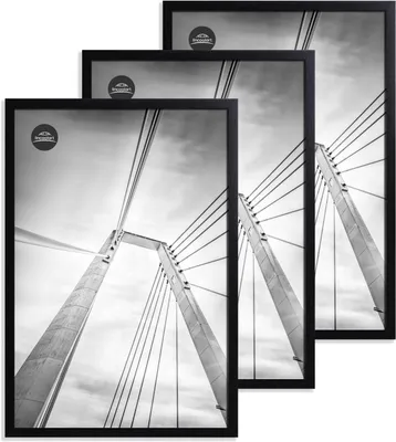 Produktbild von Bilderrahmen 50 x 70 cm, Schwarz, 3er-Set – MDF-Holzrahmen mit bruchsicherem Acrylglas, Posterrahmen für große Bilder, Bilder und Poster, Wanddekorati