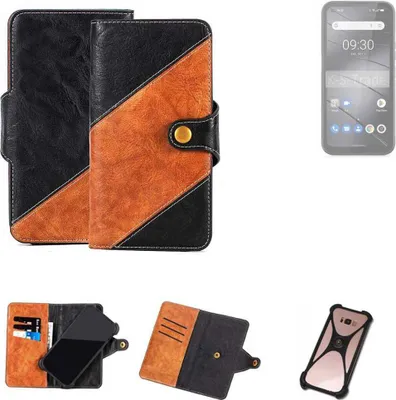 Produktbild von K-S-Trade Handyhülle Schutzhülle Bookstyle Case Wallet-Case kompatibel mit Gigaset GX6 Pro Handy Cover Bumper Klapphülle schwarz hellbraun 1x