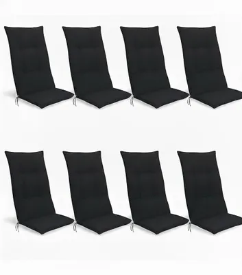 Immagine prodotto di Beautissu Set di 8 cuscini per sedie con schienale alto Base HL, 120x50x6 cm, grigio grafite