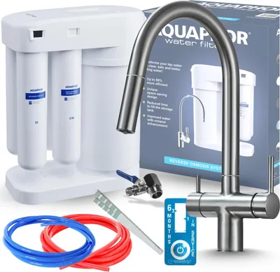 Obrázek produktu pro Filtr na vodu Aquaphor Morion, systém reverzní osmózy pod dřez, 5 l nádrž, 190 l denně, s 3cestnou kuchyňskou baterií grafit