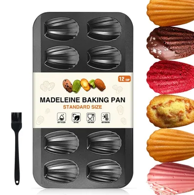 Produktbild von Madeleines Backform - 12 Mulden - Für Gebäck - 1 Stück Kohlenstoffstahl