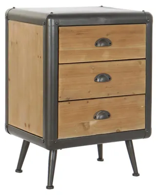 Nachtkästchen, mehrfarbig, Holz/Metall, 59x55x43 cm