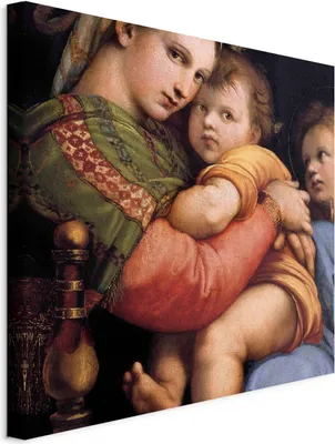 Produktbild von Italienischer Leinwand Leinwandbild - Madonna on a Chair 70x70 cm Reproduktionen l-F-10005-b-a