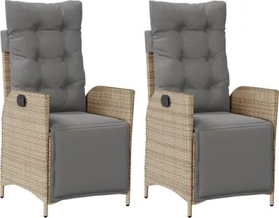 Image de vidaXL Fauteuil de jardin avec repose-pieds 2 pcs. Réglable Poly Rattan