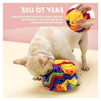 Produktbild von 1 Stück interaktiver Hundespielzeugball in Regenbogenfarben, Schnüffelball für kleine bis mittelgroße Hunde